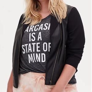 Torrid - SZ 3 - Black Faux Leather Ponte Moto Jacket